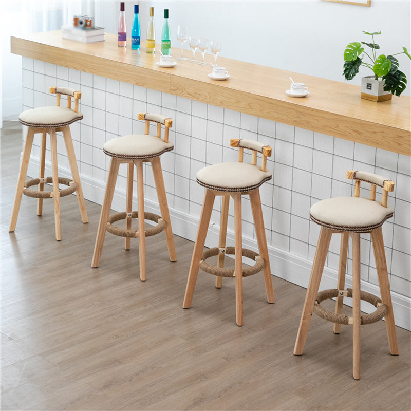 Scandinavian Natural Wood Counter Stools Low Back Bar Stools with Footrest Clearhalo 'Bar Furniture' 'Bar Stools' 'bar_stools' 'furn' 'furn_bar_stools' 'furniture_bar_stools' 'Kitchen & Dining Furniture' 'kitchen&dining_furn' 'kitchen' 'kitchen_furn' Furniture' 4330253