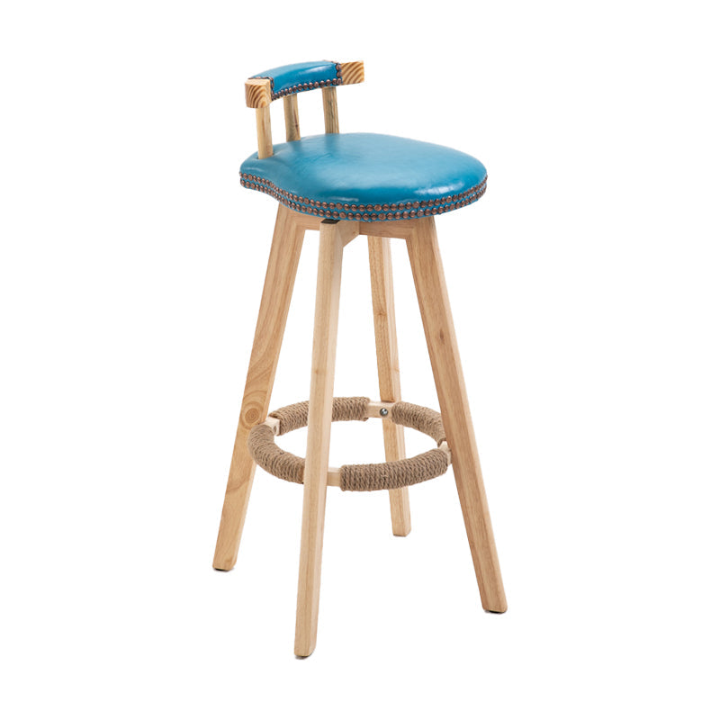 Scandinavian Natural Wood Counter Stools Low Back Bar Stools with Footrest Blue 1 Piece Clearhalo 'Bar Furniture' 'Bar Stools' 'bar_stools' 'furn' 'furn_bar_stools' 'furniture_bar_stools' 'Kitchen & Dining Furniture' 'kitchen&dining_furn' 'kitchen' 'kitchen_furn' Furniture' 4330254