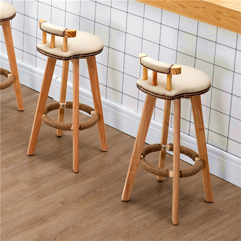 Scandinavian Natural Wood Counter Stools Low Back Bar Stools with Footrest Clearhalo 'Bar Furniture' 'Bar Stools' 'bar_stools' 'furn' 'furn_bar_stools' 'furniture_bar_stools' 'Kitchen & Dining Furniture' 'kitchen&dining_furn' 'kitchen' 'kitchen_furn' Furniture' 4330255