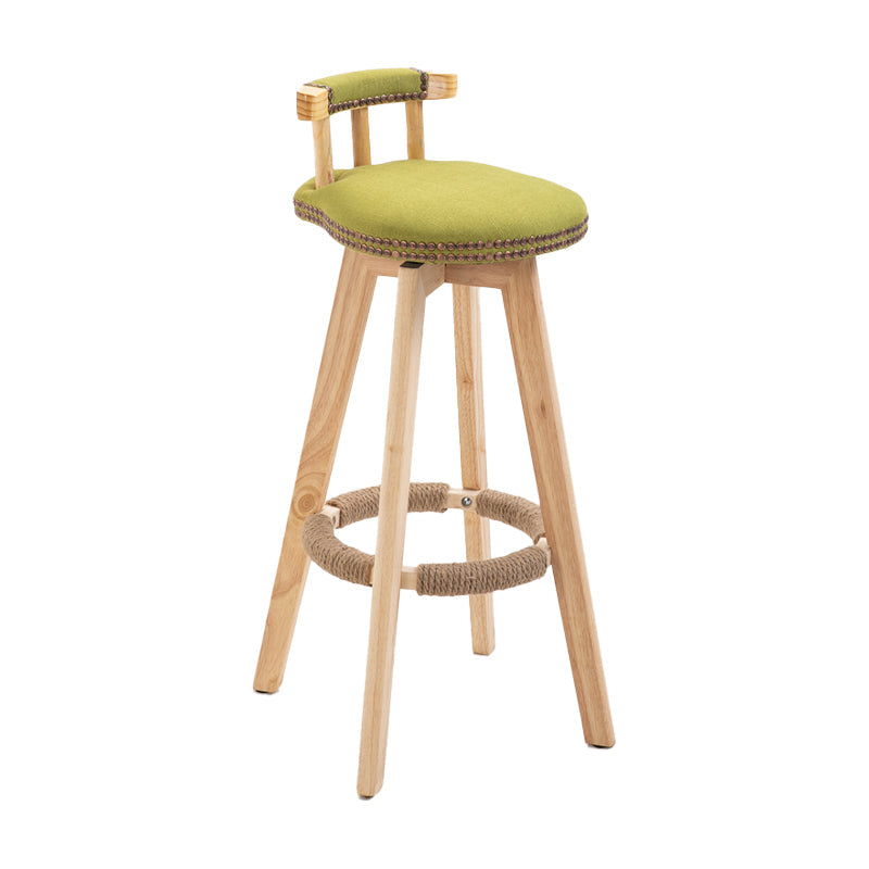 Scandinavian Natural Wood Counter Stools Low Back Bar Stools with Footrest Green 1 Piece Clearhalo 'Bar Furniture' 'Bar Stools' 'bar_stools' 'furn' 'furn_bar_stools' 'furniture_bar_stools' 'Kitchen & Dining Furniture' 'kitchen&dining_furn' 'kitchen' 'kitchen_furn' Furniture' 4330256