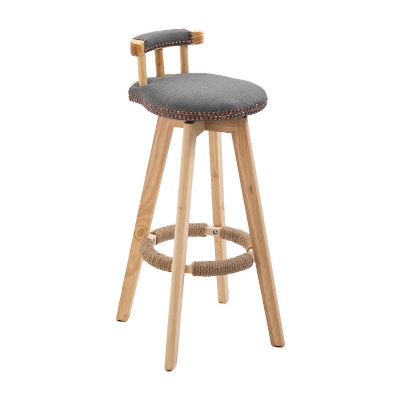 Scandinavian Natural Wood Counter Stools Low Back Bar Stools with Footrest Grey 1 Piece Clearhalo 'Bar Furniture' 'Bar Stools' 'bar_stools' 'furn' 'furn_bar_stools' 'furniture_bar_stools' 'Kitchen & Dining Furniture' 'kitchen&dining_furn' 'kitchen' 'kitchen_furn' Furniture' 4330259