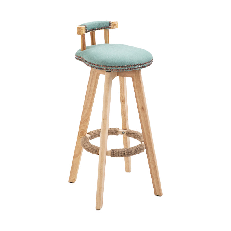 Scandinavian Natural Wood Counter Stools Low Back Bar Stools with Footrest Mint Green 1 Piece Clearhalo 'Bar Furniture' 'Bar Stools' 'bar_stools' 'furn' 'furn_bar_stools' 'furniture_bar_stools' 'Kitchen & Dining Furniture' 'kitchen&dining_furn' 'kitchen' 'kitchen_furn' Furniture' 4330264