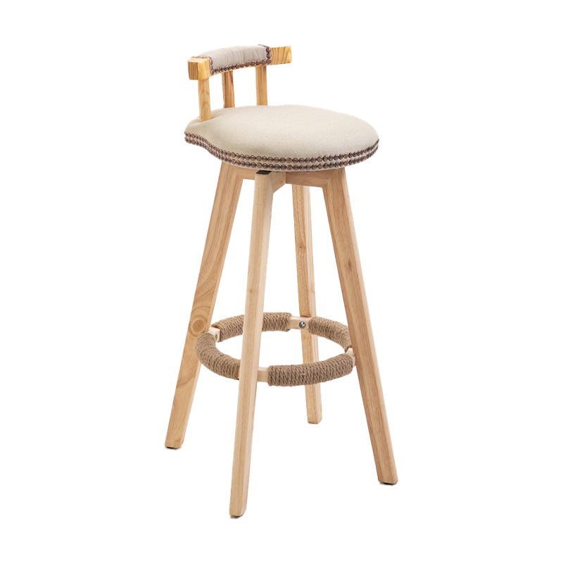 Scandinavian Natural Wood Counter Stools Low Back Bar Stools with Footrest Khaki 1 Piece Clearhalo 'Bar Furniture' 'Bar Stools' 'bar_stools' 'furn' 'furn_bar_stools' 'furniture_bar_stools' 'Kitchen & Dining Furniture' 'kitchen&dining_furn' 'kitchen' 'kitchen_furn' Furniture' 4330267
