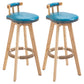 Scandinavian Natural Wood Counter Stools Low Back Bar Stools with Footrest Blue 2 Piece Set Clearhalo 'Bar Furniture' 'Bar Stools' 'bar_stools' 'furn' 'furn_bar_stools' 'furniture_bar_stools' 'Kitchen & Dining Furniture' 'kitchen&dining_furn' 'kitchen' 'kitchen_furn' Furniture' 4330271