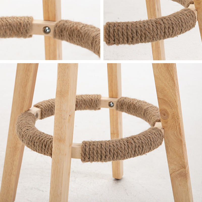 Scandinavian Natural Wood Counter Stools Low Back Bar Stools with Footrest Clearhalo 'Bar Furniture' 'Bar Stools' 'bar_stools' 'furn' 'furn_bar_stools' 'furniture_bar_stools' 'Kitchen & Dining Furniture' 'kitchen&dining_furn' 'kitchen' 'kitchen_furn' Furniture' 4330272