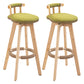 Scandinavian Natural Wood Counter Stools Low Back Bar Stools with Footrest Green 2 Piece Set Clearhalo 'Bar Furniture' 'Bar Stools' 'bar_stools' 'furn' 'furn_bar_stools' 'furniture_bar_stools' 'Kitchen & Dining Furniture' 'kitchen&dining_furn' 'kitchen' 'kitchen_furn' Furniture' 4330273