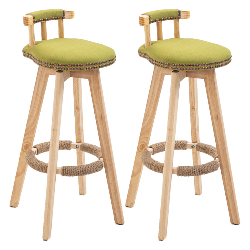 Scandinavian Natural Wood Counter Stools Low Back Bar Stools with Footrest Green 2 Piece Set Clearhalo 'Bar Furniture' 'Bar Stools' 'bar_stools' 'furn' 'furn_bar_stools' 'furniture_bar_stools' 'Kitchen & Dining Furniture' 'kitchen&dining_furn' 'kitchen' 'kitchen_furn' Furniture' 4330273