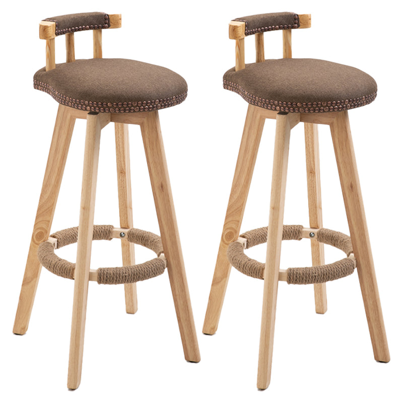 Scandinavian Natural Wood Counter Stools Low Back Bar Stools with Footrest Coffee 2 Piece Set Clearhalo 'Bar Furniture' 'Bar Stools' 'bar_stools' 'furn' 'furn_bar_stools' 'furniture_bar_stools' 'Kitchen & Dining Furniture' 'kitchen&dining_furn' 'kitchen' 'kitchen_furn' Furniture' 4330276