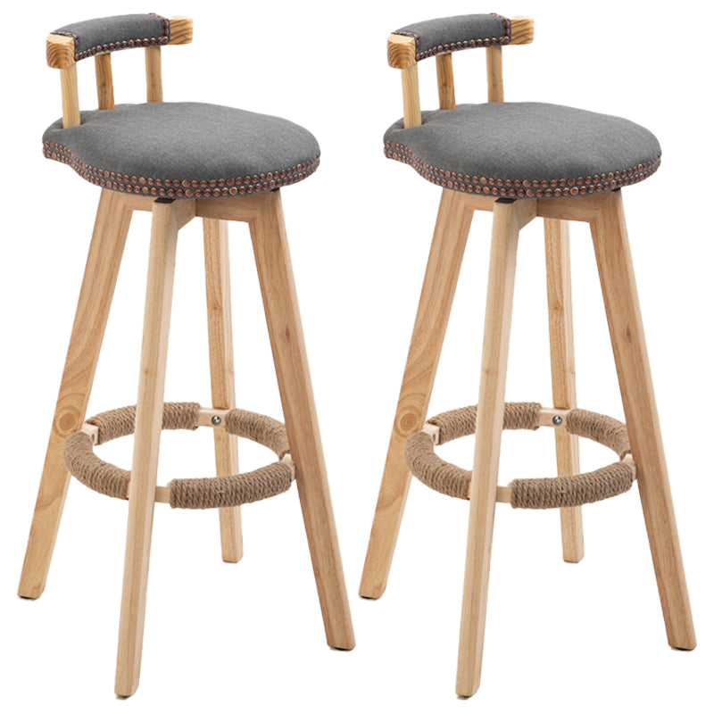 Scandinavian Natural Wood Counter Stools Low Back Bar Stools with Footrest Grey 2 Piece Set Clearhalo 'Bar Furniture' 'Bar Stools' 'bar_stools' 'furn' 'furn_bar_stools' 'furniture_bar_stools' 'Kitchen & Dining Furniture' 'kitchen&dining_furn' 'kitchen' 'kitchen_furn' Furniture' 4330278