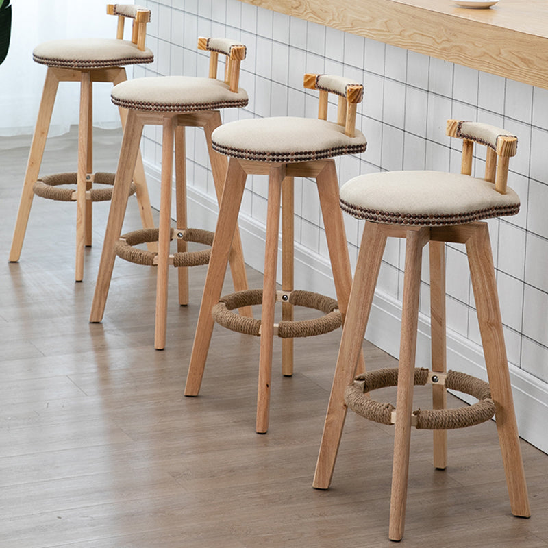 Scandinavian Natural Wood Counter Stools Low Back Bar Stools with Footrest Clearhalo 'Bar Furniture' 'Bar Stools' 'bar_stools' 'furn' 'furn_bar_stools' 'furniture_bar_stools' 'Kitchen & Dining Furniture' 'kitchen&dining_furn' 'kitchen' 'kitchen_furn' Furniture' 4330279