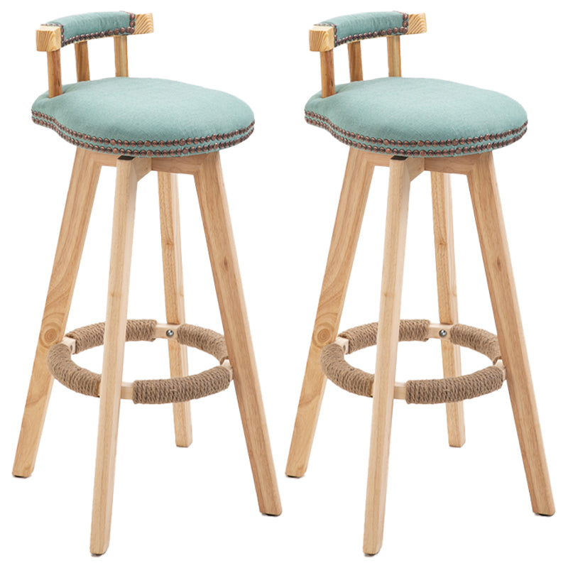 Scandinavian Natural Wood Counter Stools Low Back Bar Stools with Footrest Mint Green 2 Piece Set Clearhalo 'Bar Furniture' 'Bar Stools' 'bar_stools' 'furn' 'furn_bar_stools' 'furniture_bar_stools' 'Kitchen & Dining Furniture' 'kitchen&dining_furn' 'kitchen' 'kitchen_furn' Furniture' 4330281
