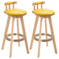 Scandinavian Natural Wood Counter Stools Low Back Bar Stools with Footrest Yellow 2 Piece Set Clearhalo 'Bar Furniture' 'Bar Stools' 'bar_stools' 'furn' 'furn_bar_stools' 'furniture_bar_stools' 'Kitchen & Dining Furniture' 'kitchen&dining_furn' 'kitchen' 'kitchen_furn' Furniture' 4330282
