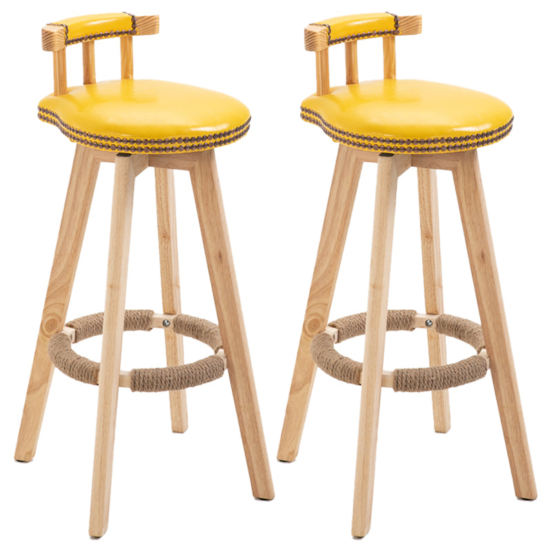 Scandinavian Natural Wood Counter Stools Low Back Bar Stools with Footrest Yellow 2 Piece Set Clearhalo 'Bar Furniture' 'Bar Stools' 'bar_stools' 'furn' 'furn_bar_stools' 'furniture_bar_stools' 'Kitchen & Dining Furniture' 'kitchen&dining_furn' 'kitchen' 'kitchen_furn' Furniture' 4330282