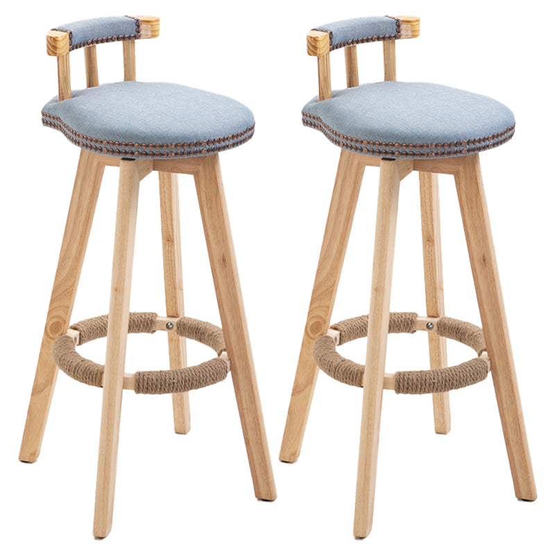 Scandinavian Natural Wood Counter Stools Low Back Bar Stools with Footrest Light Blue 2 Piece Set Clearhalo 'Bar Furniture' 'Bar Stools' 'bar_stools' 'furn' 'furn_bar_stools' 'furniture_bar_stools' 'Kitchen & Dining Furniture' 'kitchen&dining_furn' 'kitchen' 'kitchen_furn' Furniture' 4330284