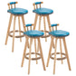 Scandinavian Natural Wood Counter Stools Low Back Bar Stools with Footrest Blue 4 Piece Set Clearhalo 'Bar Furniture' 'Bar Stools' 'bar_stools' 'furn' 'furn_bar_stools' 'furniture_bar_stools' 'Kitchen & Dining Furniture' 'kitchen&dining_furn' 'kitchen' 'kitchen_furn' Furniture' 4330285