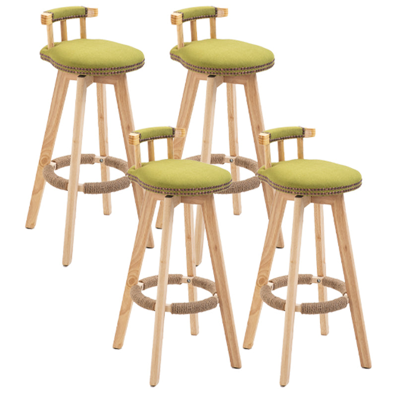 Scandinavian Natural Wood Counter Stools Low Back Bar Stools with Footrest Green 4 Piece Set Clearhalo 'Bar Furniture' 'Bar Stools' 'bar_stools' 'furn' 'furn_bar_stools' 'furniture_bar_stools' 'Kitchen & Dining Furniture' 'kitchen&dining_furn' 'kitchen' 'kitchen_furn' Furniture' 4330286