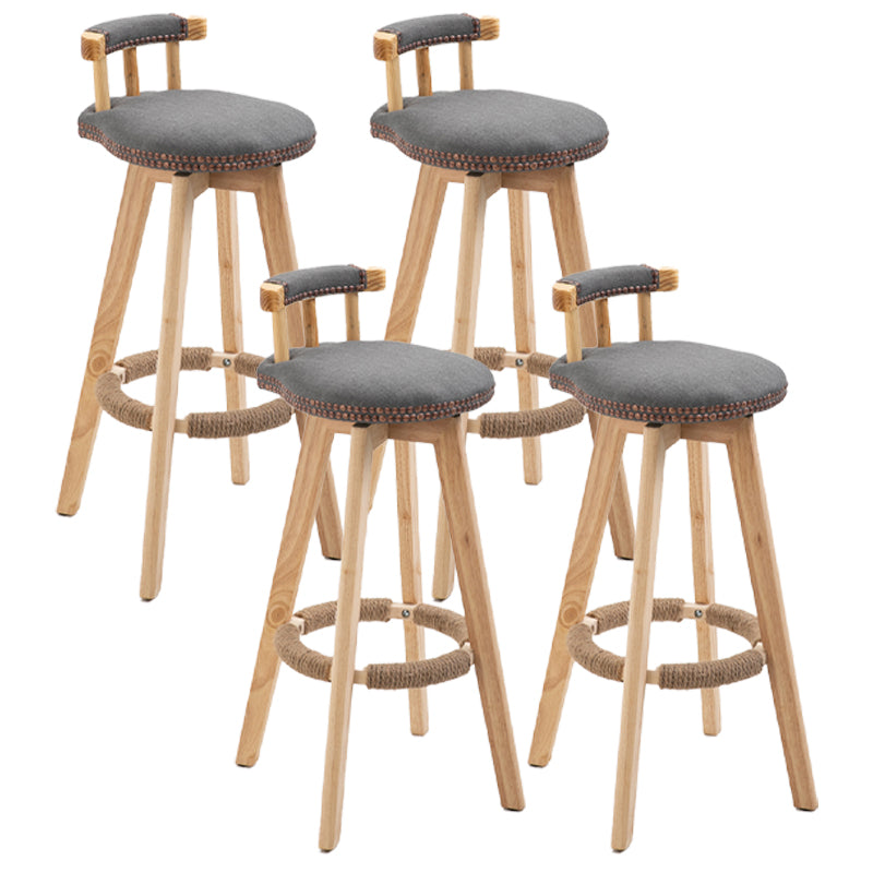 Scandinavian Natural Wood Counter Stools Low Back Bar Stools with Footrest Grey 4 Piece Set Clearhalo 'Bar Furniture' 'Bar Stools' 'bar_stools' 'furn' 'furn_bar_stools' 'furniture_bar_stools' 'Kitchen & Dining Furniture' 'kitchen&dining_furn' 'kitchen' 'kitchen_furn' Furniture' 4330288