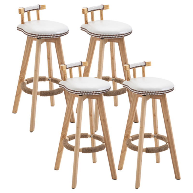 Scandinavian Natural Wood Counter Stools Low Back Bar Stools with Footrest White 4 Piece Set Clearhalo 'Bar Furniture' 'Bar Stools' 'bar_stools' 'furn' 'furn_bar_stools' 'furniture_bar_stools' 'Kitchen & Dining Furniture' 'kitchen&dining_furn' 'kitchen' 'kitchen_furn' Furniture' 4330289