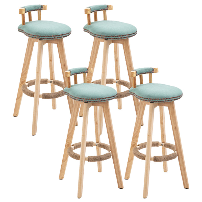 Scandinavian Natural Wood Counter Stools Low Back Bar Stools with Footrest Mint Green 4 Piece Set Clearhalo 'Bar Furniture' 'Bar Stools' 'bar_stools' 'furn' 'furn_bar_stools' 'furniture_bar_stools' 'Kitchen & Dining Furniture' 'kitchen&dining_furn' 'kitchen' 'kitchen_furn' Furniture' 4330290