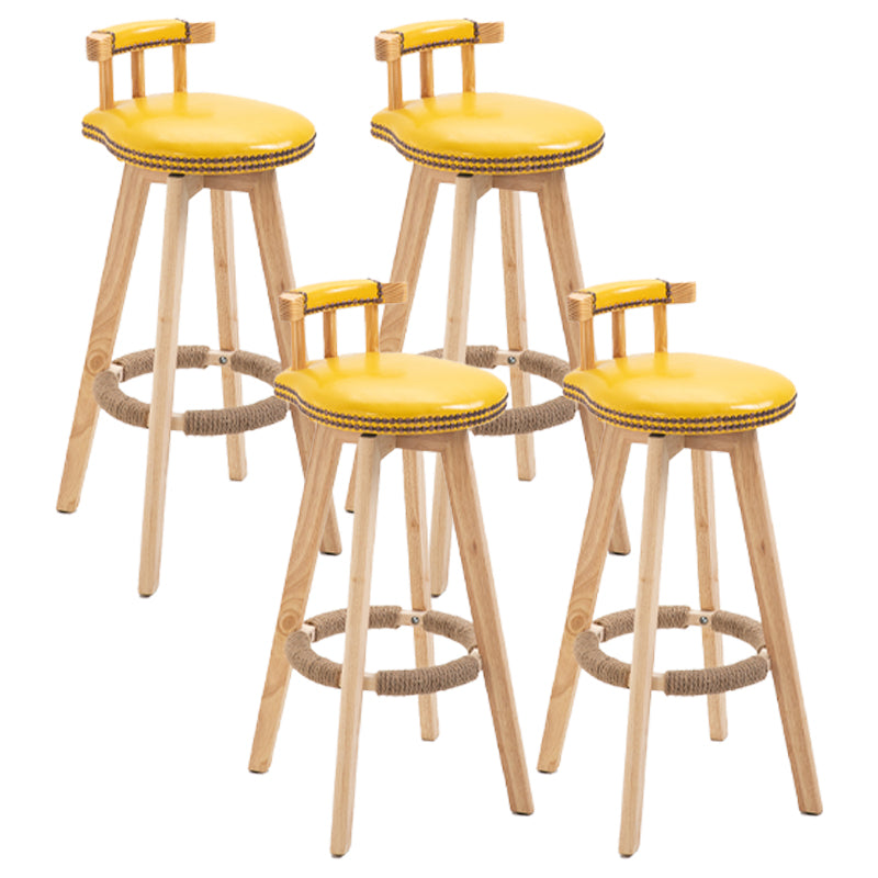 Scandinavian Natural Wood Counter Stools Low Back Bar Stools with Footrest Yellow 4 Piece Set Clearhalo 'Bar Furniture' 'Bar Stools' 'bar_stools' 'furn' 'furn_bar_stools' 'furniture_bar_stools' 'Kitchen & Dining Furniture' 'kitchen&dining_furn' 'kitchen' 'kitchen_furn' Furniture' 4330291
