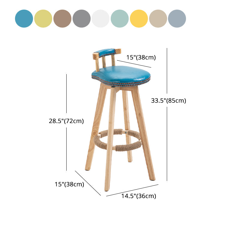 Scandinavian Natural Wood Counter Stools Low Back Bar Stools with Footrest Clearhalo 'Bar Furniture' 'Bar Stools' 'bar_stools' 'furn' 'furn_bar_stools' 'furniture_bar_stools' 'Kitchen & Dining Furniture' 'kitchen&dining_furn' 'kitchen' 'kitchen_furn' Furniture' 4330294