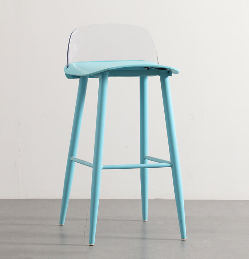 Scandinavian Style Bar-stool with Metal leg Square Seat Counter Stool for Kitchen Bar Blue-Clear 1 Piece Clearhalo 'Bar Furniture' 'Bar Stools' 'bar_stools' 'furn' 'furn_bar_stools' 'furniture_bar_stools' 'Kitchen & Dining Furniture' 'kitchen&dining_furn' 'kitchen' 'kitchen_furn' Furniture' 4330390