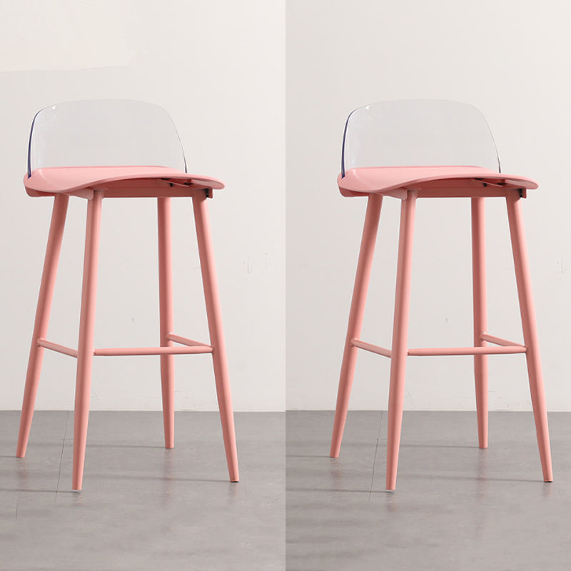 Scandinavian Style Bar-stool with Metal leg Square Seat Counter Stool for Kitchen Bar Red Clear 2 Piece Set Clearhalo 'Bar Furniture' 'Bar Stools' 'bar_stools' 'furn' 'furn_bar_stools' 'furniture_bar_stools' 'Kitchen & Dining Furniture' 'kitchen&dining_furn' 'kitchen' 'kitchen_furn' Furniture' 4330407