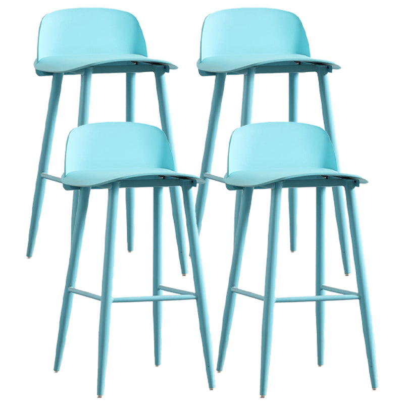 Scandinavian Style Bar-stool with Metal leg Square Seat Counter Stool for Kitchen Bar Blue 4 Piece Set Clearhalo 'Bar Furniture' 'Bar Stools' 'bar_stools' 'furn' 'furn_bar_stools' 'furniture_bar_stools' 'Kitchen & Dining Furniture' 'kitchen&dining_furn' 'kitchen' 'kitchen_furn' Furniture' 4330410