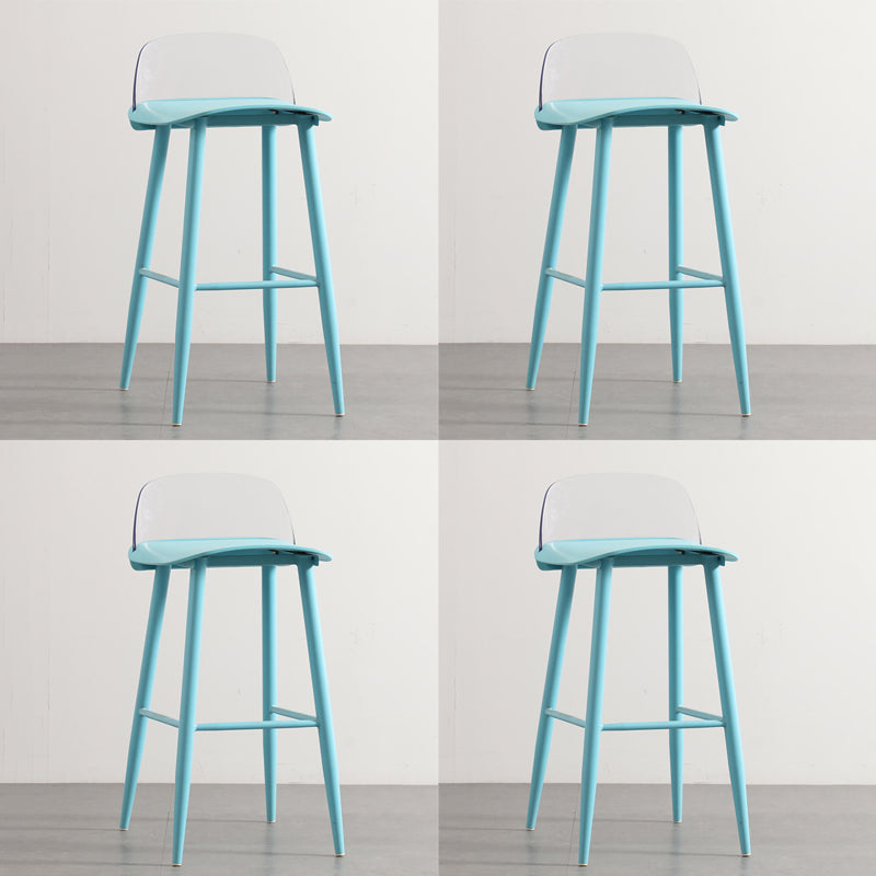 Scandinavian Style Bar-stool with Metal leg Square Seat Counter Stool for Kitchen Bar Blue-Clear 4 Piece Set Clearhalo 'Bar Furniture' 'Bar Stools' 'bar_stools' 'furn' 'furn_bar_stools' 'furniture_bar_stools' 'Kitchen & Dining Furniture' 'kitchen&dining_furn' 'kitchen' 'kitchen_furn' Furniture' 4330416