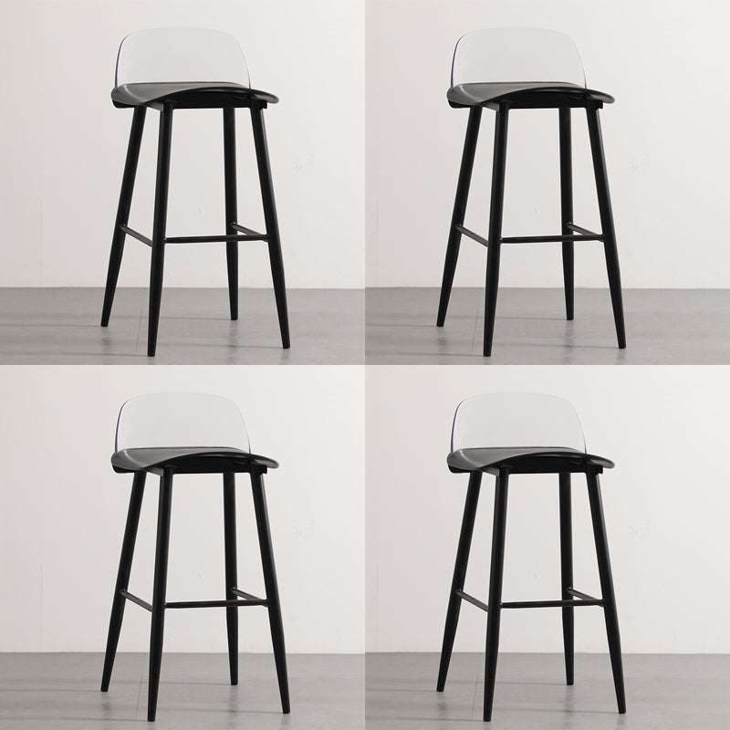 Scandinavian Style Bar-stool with Metal leg Square Seat Counter Stool for Kitchen Bar Black Clear 4 Piece Set Clearhalo 'Bar Furniture' 'Bar Stools' 'bar_stools' 'furn' 'furn_bar_stools' 'furniture_bar_stools' 'Kitchen & Dining Furniture' 'kitchen&dining_furn' 'kitchen' 'kitchen_furn' Furniture' 4330417
