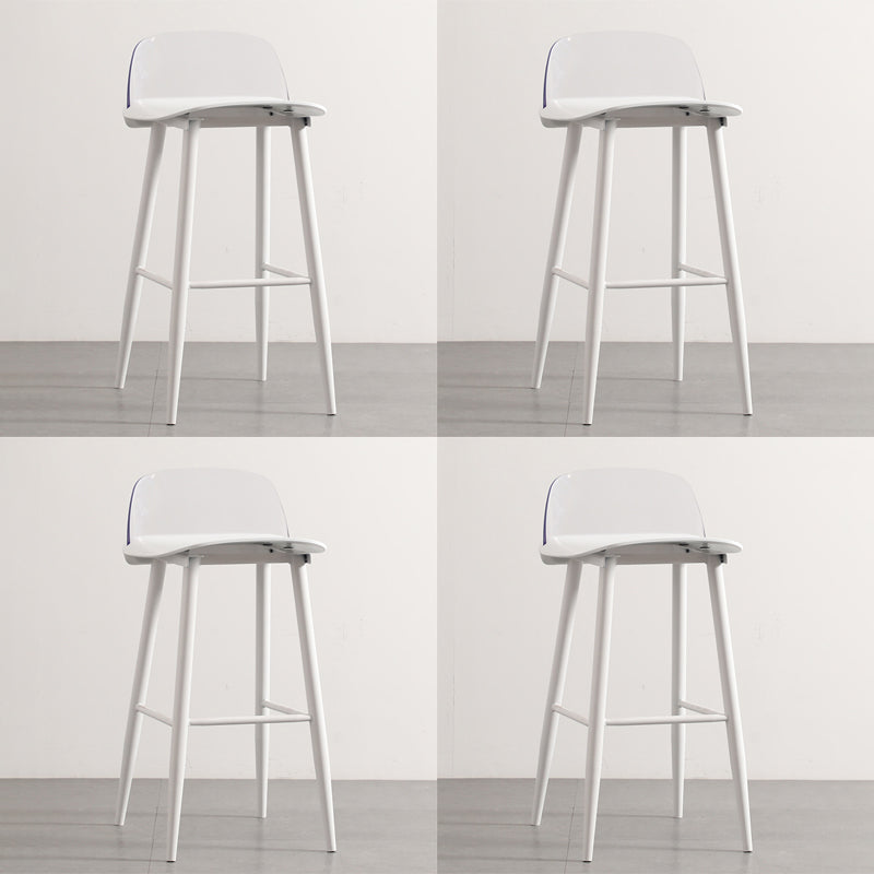Scandinavian Style Bar-stool with Metal leg Square Seat Counter Stool for Kitchen Bar White-Clear 4 Piece Set Clearhalo 'Bar Furniture' 'Bar Stools' 'bar_stools' 'furn' 'furn_bar_stools' 'furniture_bar_stools' 'Kitchen & Dining Furniture' 'kitchen&dining_furn' 'kitchen' 'kitchen_furn' Furniture' 4330420