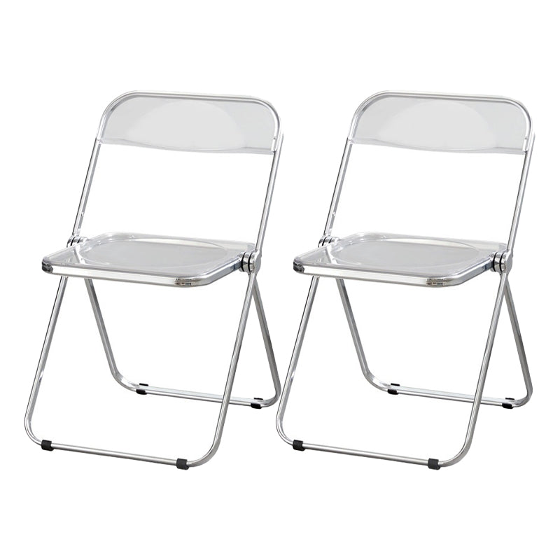 Industrial Design Folding Plastic Side Chairs Open Back Dining Side Chair Clear 2 Piece Set Clearhalo ' kitchen&dining_furn' 'Dining Chairs' 'Dining Tables & Seating' 'dining_chair' 'furn' 'furn_dining_chair' 'Furniture' 'furniture_dining_chair' 'Kitchen & Dining Furniture' 'kitchen' 4330466