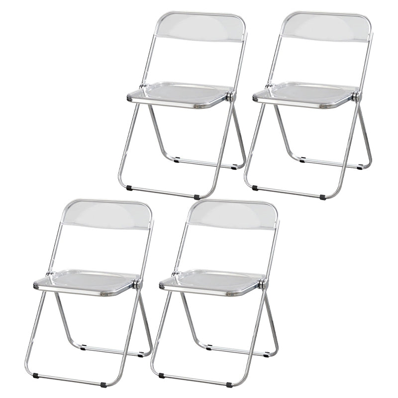Industrial Design Folding Plastic Side Chairs Open Back Dining Side Chair Clear 4 Piece Set Clearhalo ' kitchen&dining_furn' 'Dining Chairs' 'Dining Tables & Seating' 'dining_chair' 'furn' 'furn_dining_chair' 'Furniture' 'furniture_dining_chair' 'Kitchen & Dining Furniture' 'kitchen' 4330467