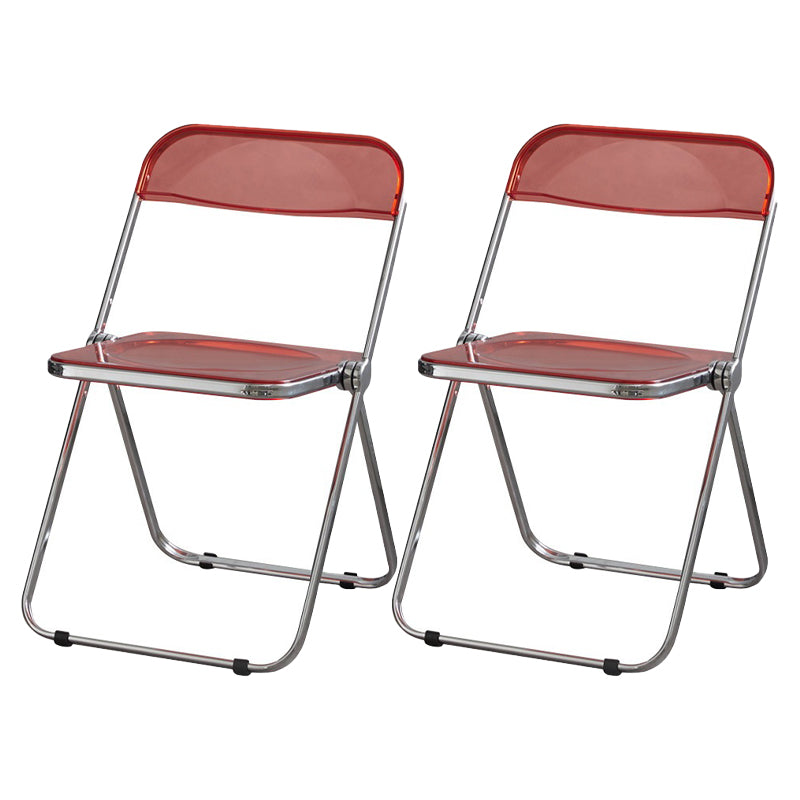 Industrial Design Folding Plastic Side Chairs Open Back Dining Side Chair Red Clear 2 Piece Set Clearhalo ' kitchen&dining_furn' 'Dining Chairs' 'Dining Tables & Seating' 'dining_chair' 'furn' 'furn_dining_chair' 'Furniture' 'furniture_dining_chair' 'Kitchen & Dining Furniture' 'kitchen' 4330477