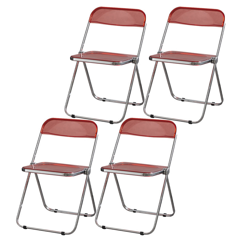 Industrial Design Folding Plastic Side Chairs Open Back Dining Side Chair Red Clear 4 Piece Set Clearhalo ' kitchen&dining_furn' 'Dining Chairs' 'Dining Tables & Seating' 'dining_chair' 'furn' 'furn_dining_chair' 'Furniture' 'furniture_dining_chair' 'Kitchen & Dining Furniture' 'kitchen' 4330480