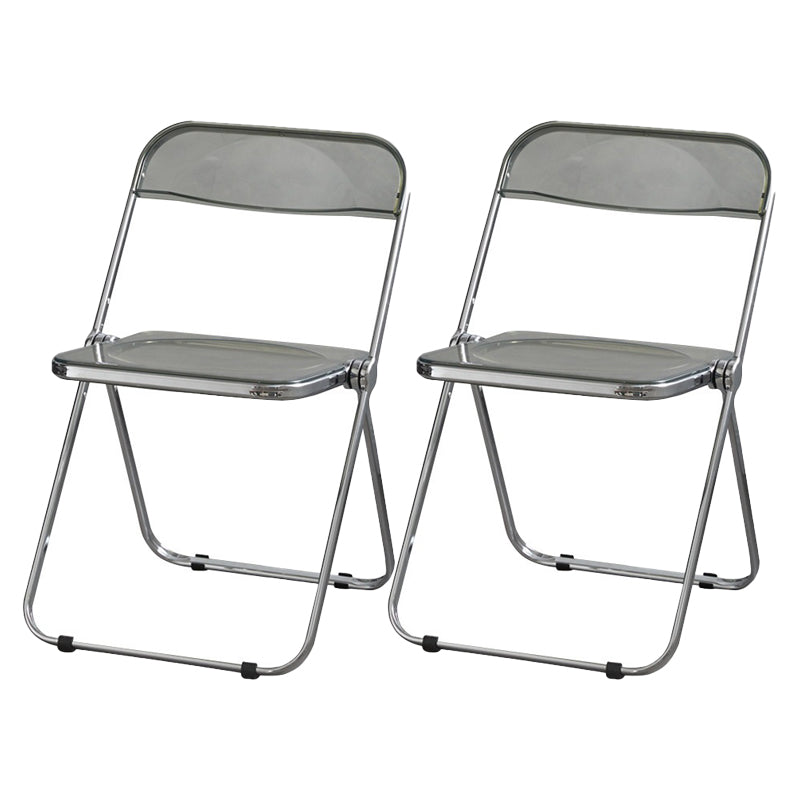 Industrial Design Folding Plastic Side Chairs Open Back Dining Side Chair Smoke Gray 2 Piece Set Clearhalo ' kitchen&dining_furn' 'Dining Chairs' 'Dining Tables & Seating' 'dining_chair' 'furn' 'furn_dining_chair' 'Furniture' 'furniture_dining_chair' 'Kitchen & Dining Furniture' 'kitchen' 4330483