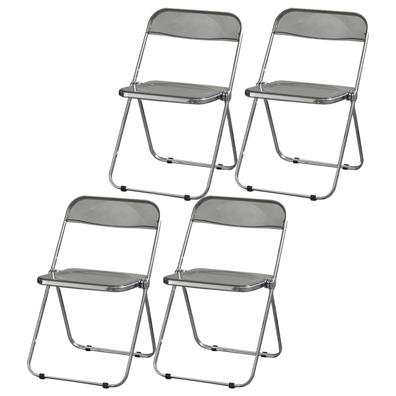 Industrial Design Folding Plastic Side Chairs Open Back Dining Side Chair Smoke Gray 4 Piece Set Clearhalo ' kitchen&dining_furn' 'Dining Chairs' 'Dining Tables & Seating' 'dining_chair' 'furn' 'furn_dining_chair' 'Furniture' 'furniture_dining_chair' 'Kitchen & Dining Furniture' 'kitchen' 4330486