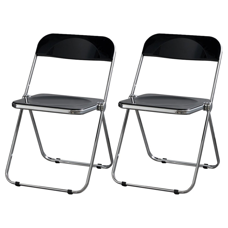 Industrial Design Folding Plastic Side Chairs Open Back Dining Side Chair Black 2 Piece Set Clearhalo ' kitchen&dining_furn' 'Dining Chairs' 'Dining Tables & Seating' 'dining_chair' 'furn' 'furn_dining_chair' 'Furniture' 'furniture_dining_chair' 'Kitchen & Dining Furniture' 'kitchen' 4330489