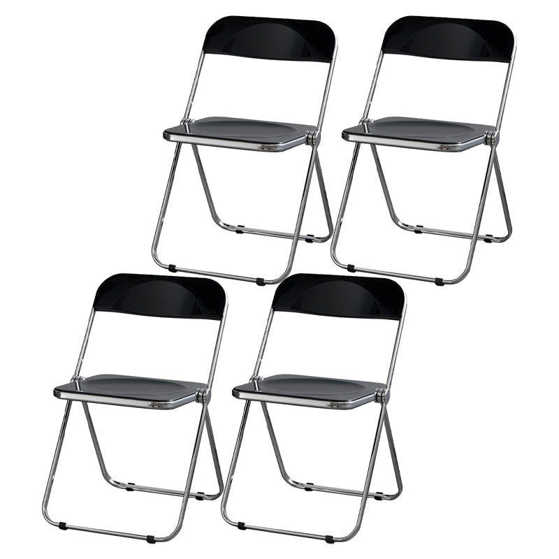 Industrial Design Folding Plastic Side Chairs Open Back Dining Side Chair Black 4 Piece Set Clearhalo ' kitchen&dining_furn' 'Dining Chairs' 'Dining Tables & Seating' 'dining_chair' 'furn' 'furn_dining_chair' 'Furniture' 'furniture_dining_chair' 'Kitchen & Dining Furniture' 'kitchen' 4330490
