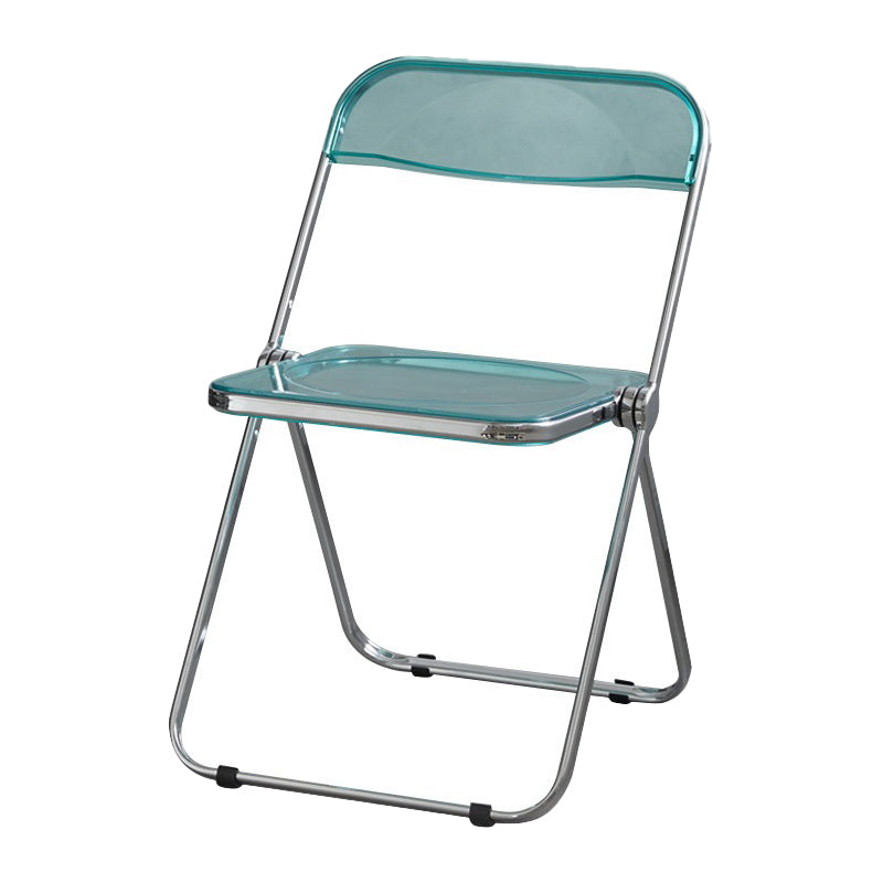 Industrial Design Folding Plastic Side Chairs Open Back Dining Side Chair Light Blue-Clear 1 Piece Clearhalo ' kitchen&dining_furn' 'Dining Chairs' 'Dining Tables & Seating' 'dining_chair' 'furn' 'furn_dining_chair' 'Furniture' 'furniture_dining_chair' 'Kitchen & Dining Furniture' 'kitchen' 4330491