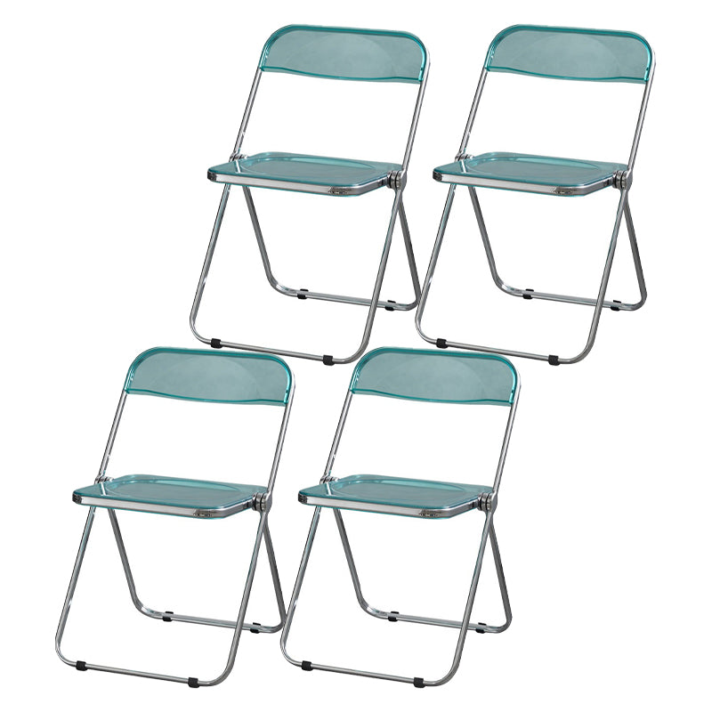 Industrial Design Folding Plastic Side Chairs Open Back Dining Side Chair Light Blue-Clear 4 Piece Set Clearhalo ' kitchen&dining_furn' 'Dining Chairs' 'Dining Tables & Seating' 'dining_chair' 'furn' 'furn_dining_chair' 'Furniture' 'furniture_dining_chair' 'Kitchen & Dining Furniture' 'kitchen' 4330493
