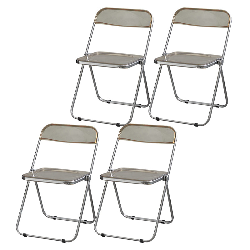 Industrial Design Folding Plastic Side Chairs Open Back Dining Side Chair Amber 4 Piece Set Clearhalo ' kitchen&dining_furn' 'Dining Chairs' 'Dining Tables & Seating' 'dining_chair' 'furn' 'furn_dining_chair' 'Furniture' 'furniture_dining_chair' 'Kitchen & Dining Furniture' 'kitchen' 4330496