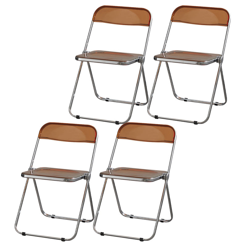 Industrial Design Folding Plastic Side Chairs Open Back Dining Side Chair Orange 4 Piece Set Clearhalo ' kitchen&dining_furn' 'Dining Chairs' 'Dining Tables & Seating' 'dining_chair' 'furn' 'furn_dining_chair' 'Furniture' 'furniture_dining_chair' 'Kitchen & Dining Furniture' 'kitchen' 4330499
