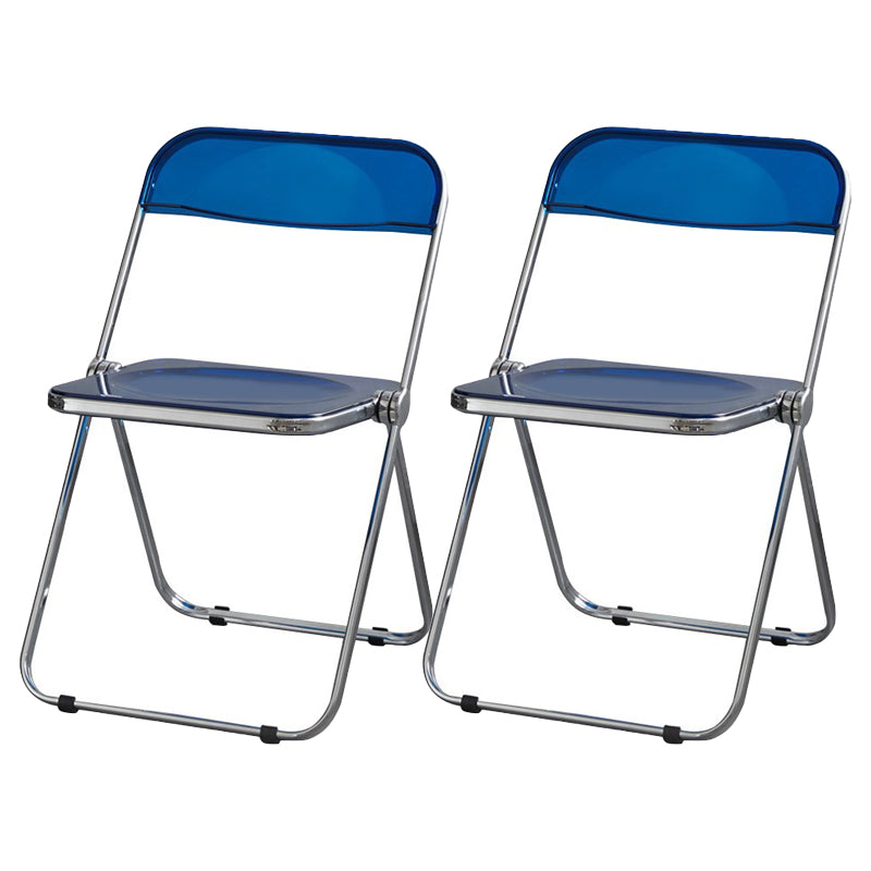 Industrial Design Folding Plastic Side Chairs Open Back Dining Side Chair Blue-Clear 2 Piece Set Clearhalo ' kitchen&dining_furn' 'Dining Chairs' 'Dining Tables & Seating' 'dining_chair' 'furn' 'furn_dining_chair' 'Furniture' 'furniture_dining_chair' 'Kitchen & Dining Furniture' 'kitchen' 4330501