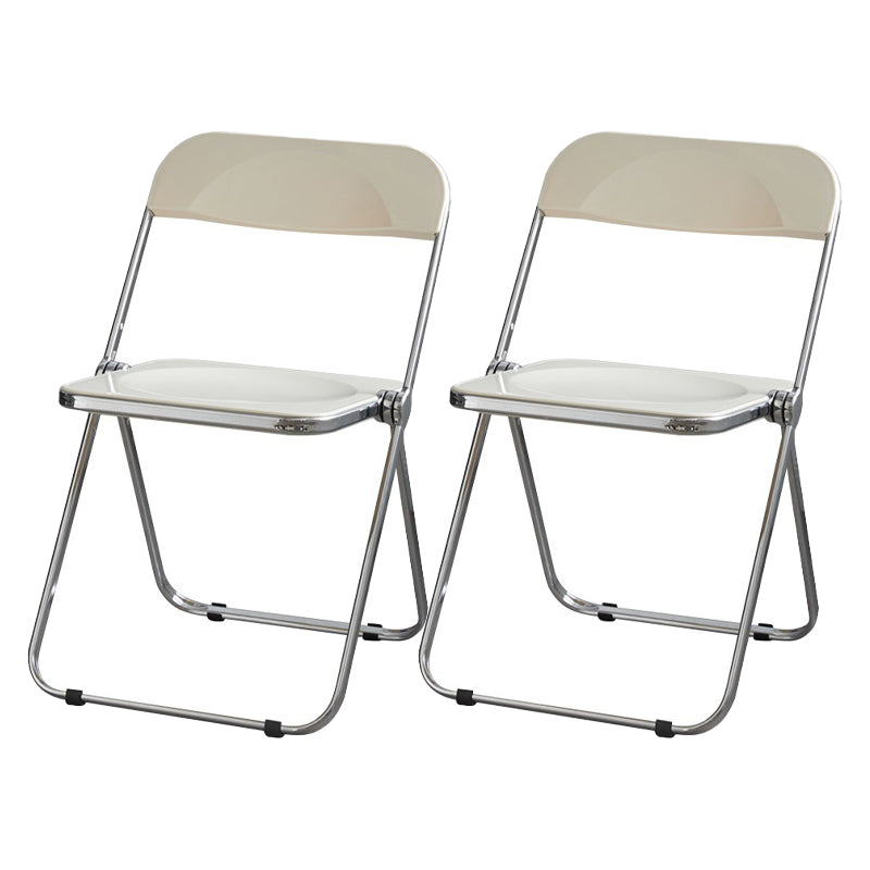 Industrial Design Folding Plastic Side Chairs Open Back Dining Side Chair White 2 Piece Set Clearhalo ' kitchen&dining_furn' 'Dining Chairs' 'Dining Tables & Seating' 'dining_chair' 'furn' 'furn_dining_chair' 'Furniture' 'furniture_dining_chair' 'Kitchen & Dining Furniture' 'kitchen' 4330504