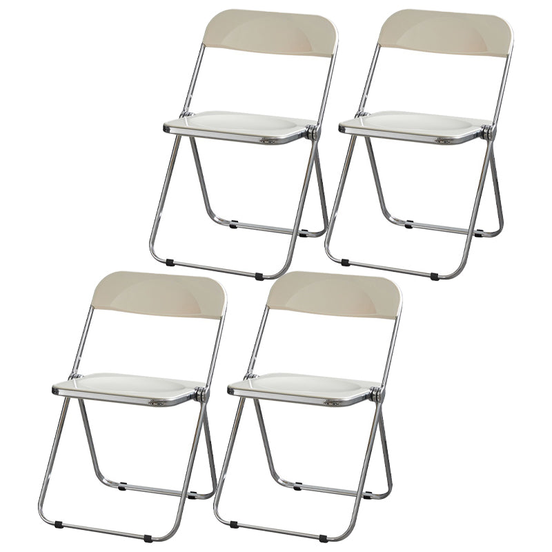 Industrial Design Folding Plastic Side Chairs Open Back Dining Side Chair White 4 Piece Set Clearhalo ' kitchen&dining_furn' 'Dining Chairs' 'Dining Tables & Seating' 'dining_chair' 'furn' 'furn_dining_chair' 'Furniture' 'furniture_dining_chair' 'Kitchen & Dining Furniture' 'kitchen' 4330505