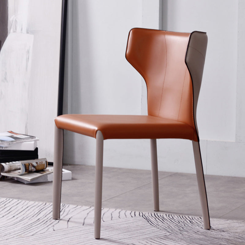 Contemporary Style Wingback Chair Armless Leather Dining Chairs Clearhalo ' kitchen&dining_furn' 'Dining Chairs' 'Dining Tables & Seating' 'dining_chair' 'furn' 'furn_dining_chair' 'Furniture' 'furniture_dining_chair' 'Kitchen & Dining Furniture' 'kitchen' 4330507