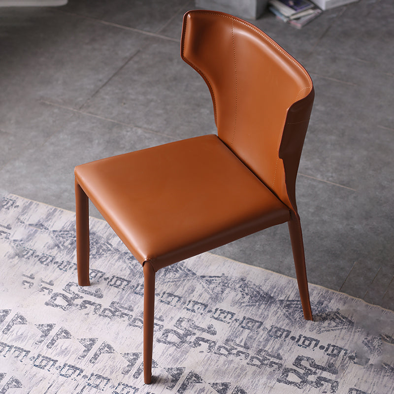 Contemporary Style Wingback Chair Armless Leather Dining Chairs Clearhalo ' kitchen&dining_furn' 'Dining Chairs' 'Dining Tables & Seating' 'dining_chair' 'furn' 'furn_dining_chair' 'Furniture' 'furniture_dining_chair' 'Kitchen & Dining Furniture' 'kitchen' 4330510