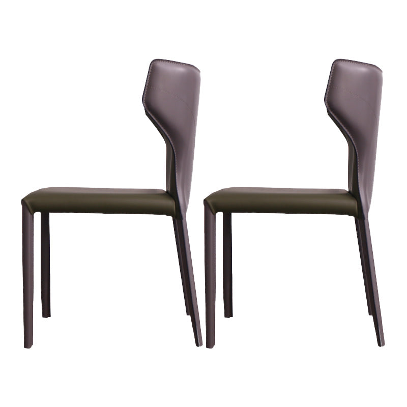 Contemporary Style Wingback Chair Armless Leather Dining Chairs Gray-Green 2 Piece Set Clearhalo ' kitchen&dining_furn' 'Dining Chairs' 'Dining Tables & Seating' 'dining_chair' 'furn' 'furn_dining_chair' 'Furniture' 'furniture_dining_chair' 'Kitchen & Dining Furniture' 'kitchen' 4330513