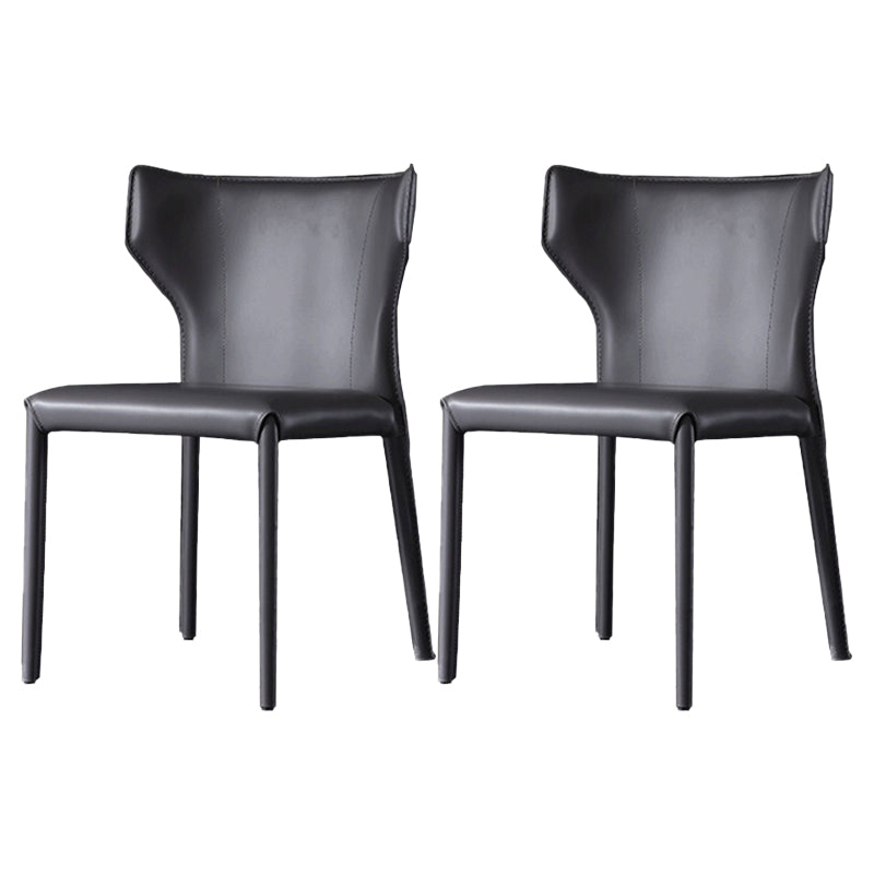 Contemporary Style Wingback Chair Armless Leather Dining Chairs Grey 2 Piece Set Clearhalo ' kitchen&dining_furn' 'Dining Chairs' 'Dining Tables & Seating' 'dining_chair' 'furn' 'furn_dining_chair' 'Furniture' 'furniture_dining_chair' 'Kitchen & Dining Furniture' 'kitchen' 4330515
